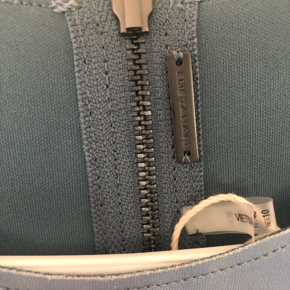 Ellie Tahari Gwenyth blue gray scuba reversible dress - Picture 6 of 7